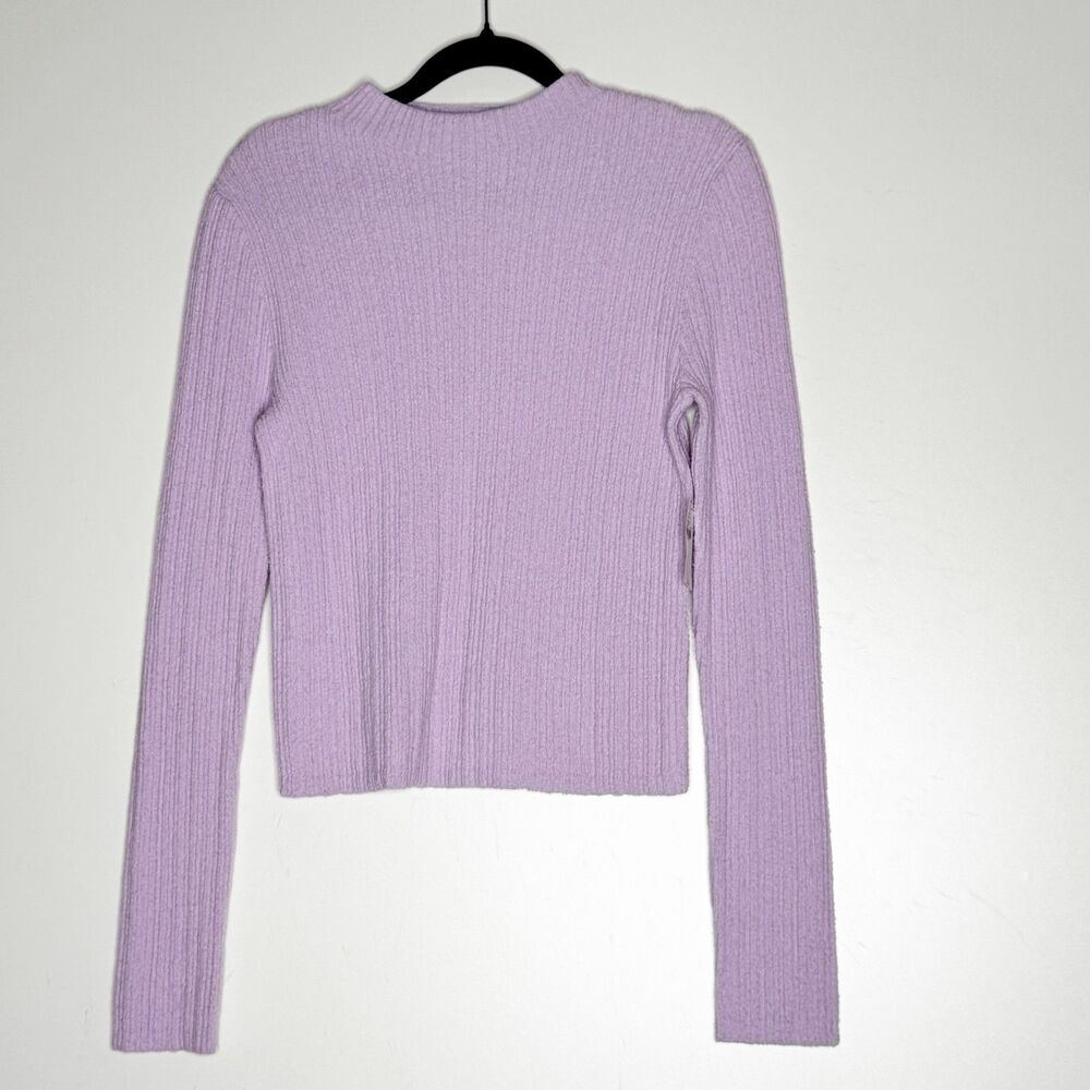 New Old Navy Textured Rib-Knit Crop High Neck Sweater Purple Women's Size Small